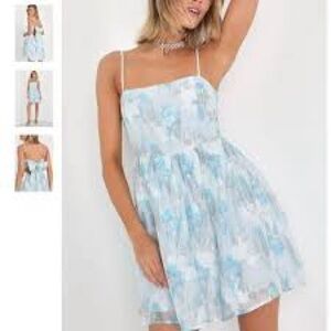 Blue and White Floral Dress